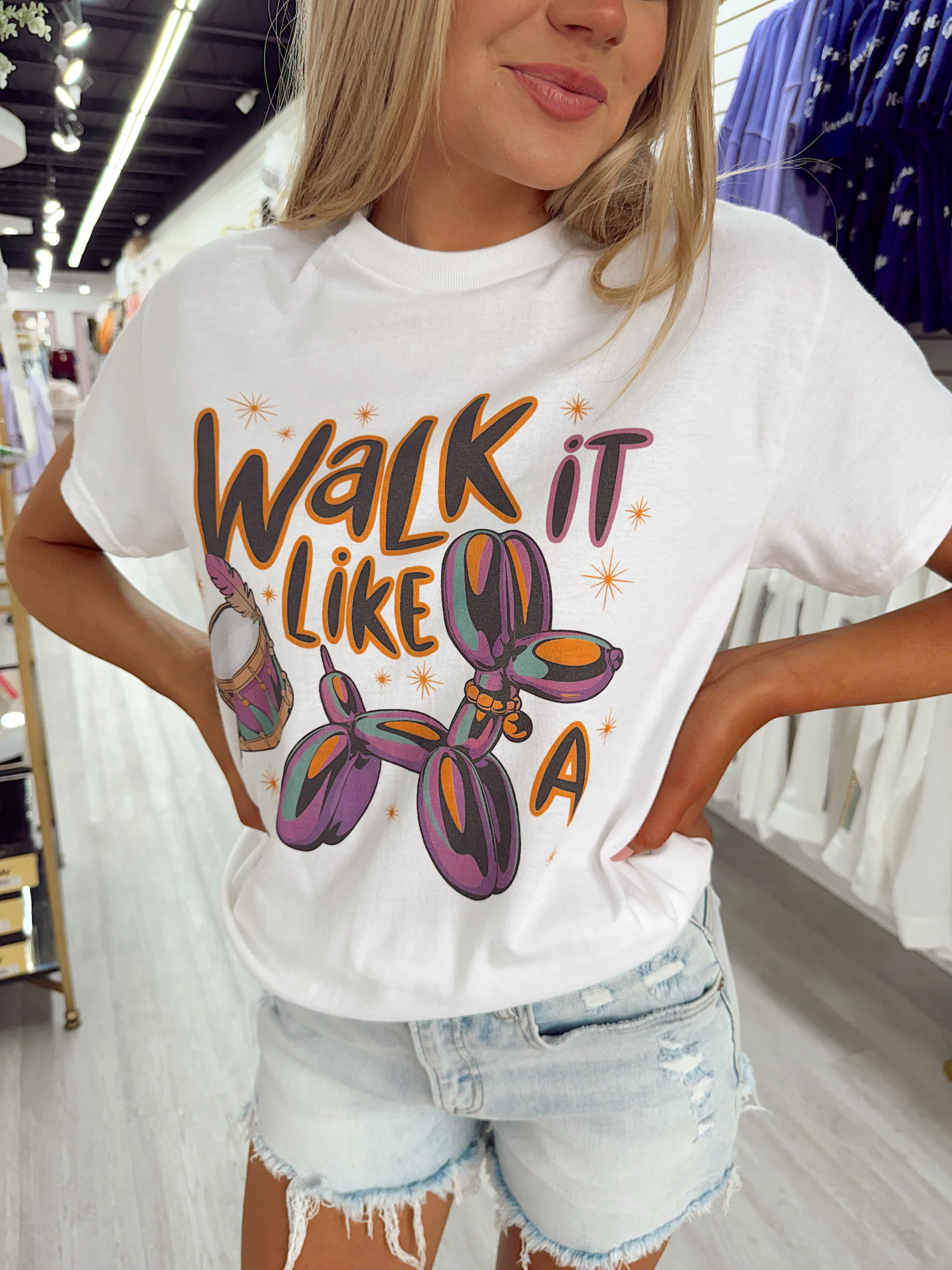 Walk It Like A Dog Mardi Gras Graphic T-shirt sold by Bella Rose boutique product image thumbnail 3