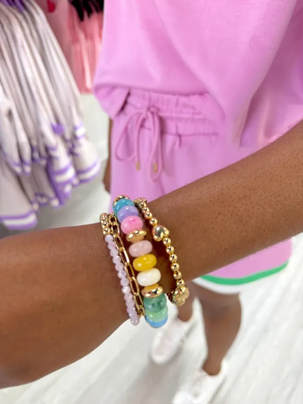 Marble Beaded Layered Bracelet Set made by Fame