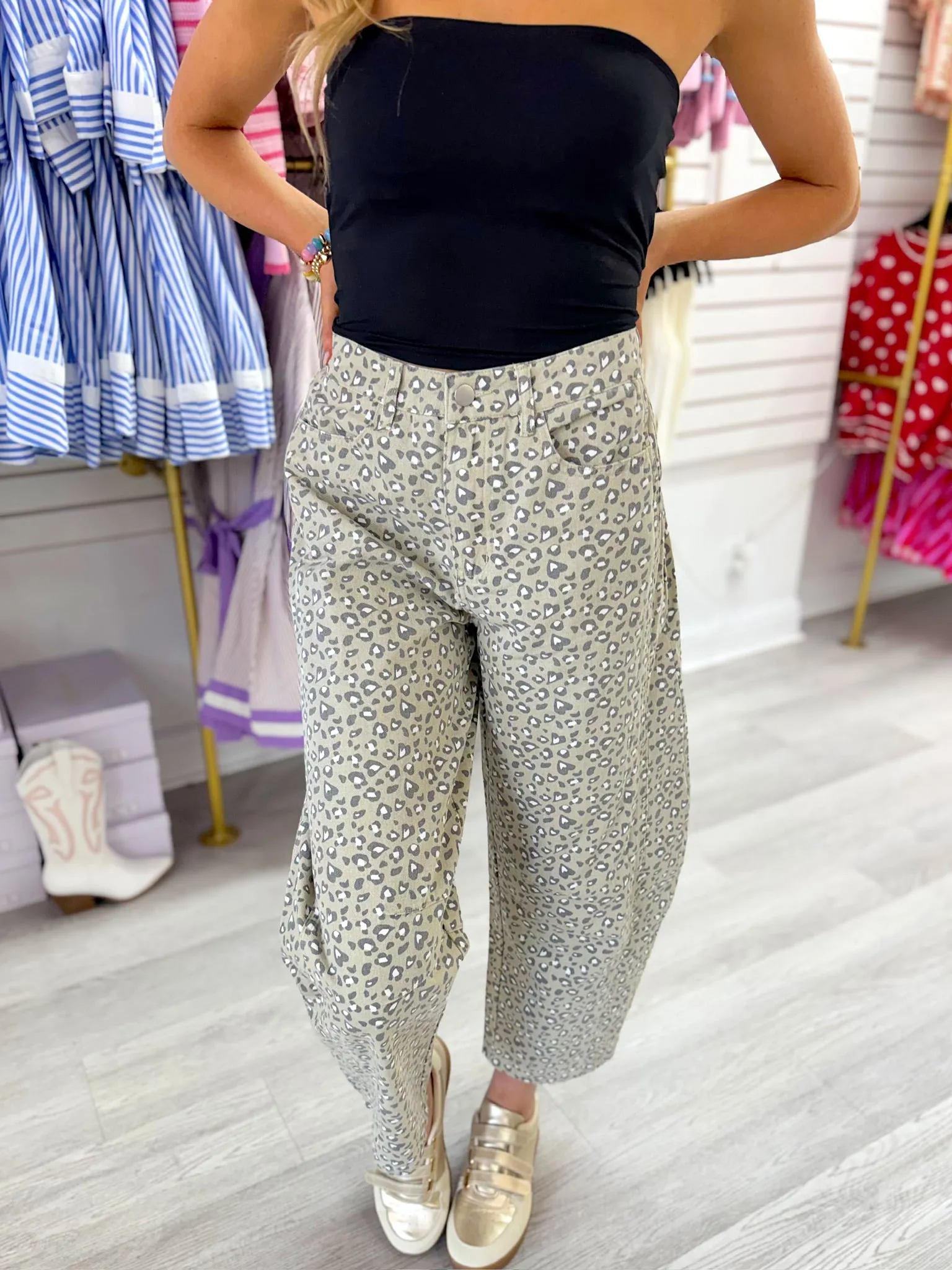 Rewriting My Story Leopard Barrel Jeans sold by Bella Rose boutique product image thumbnail 5