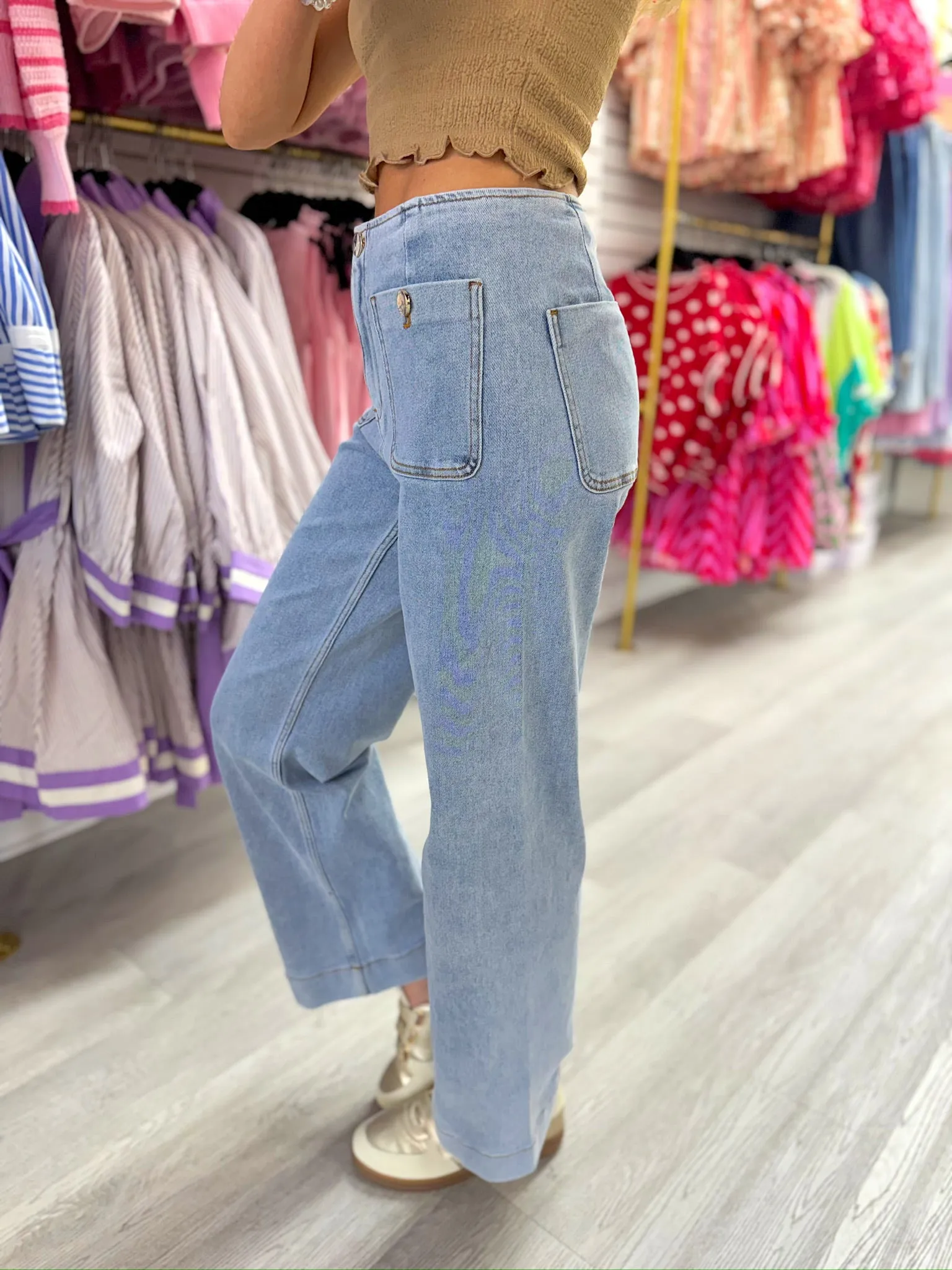Street Chic Patch Pocket Jeans sold by Bella Rose boutique product image thumbnail 3