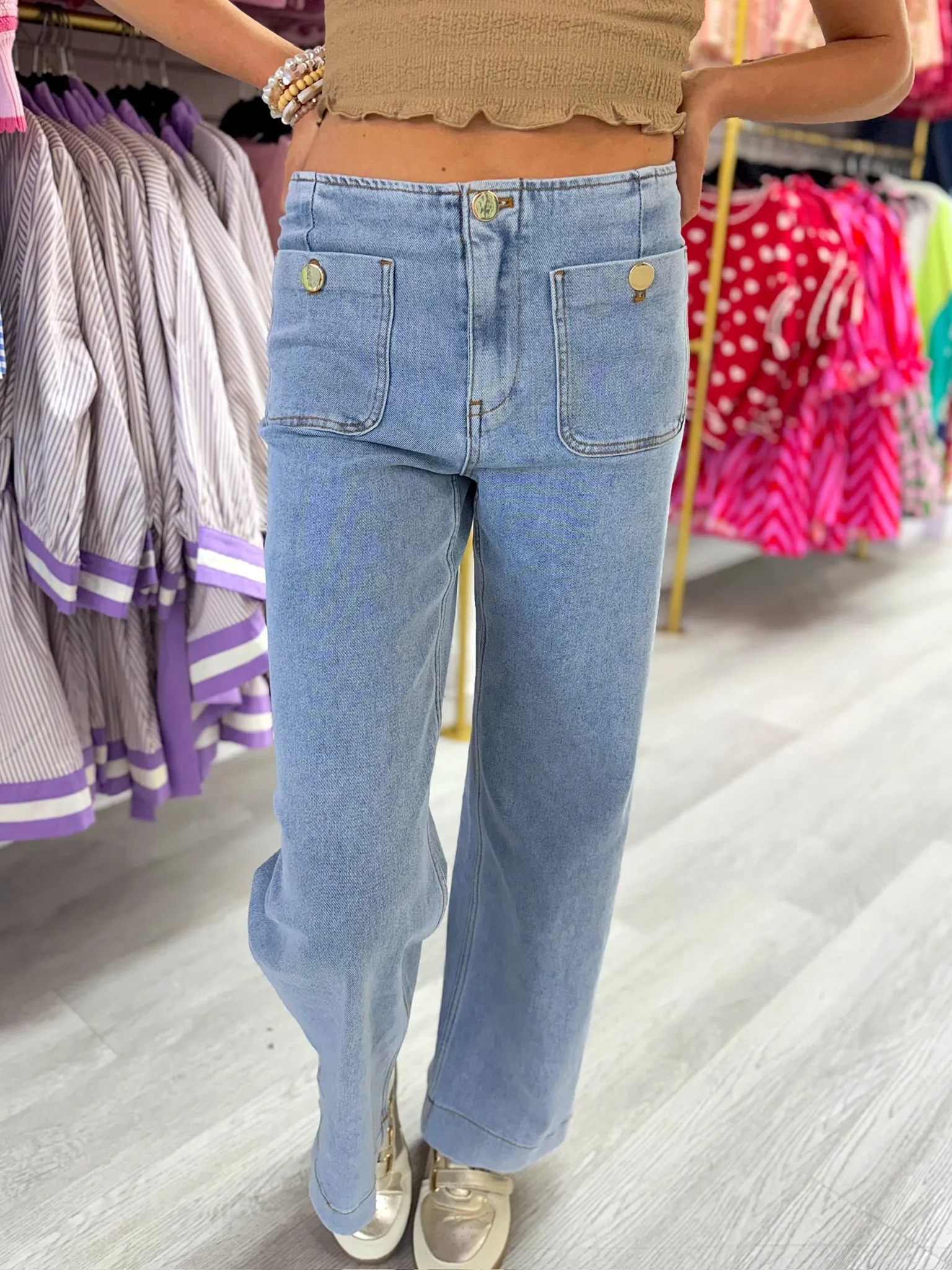 Street Chic Patch Pocket Jeans sold by Bella Rose boutique product image thumbnail 2