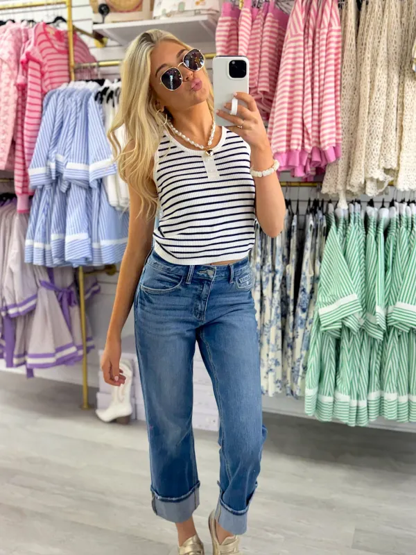 Daphne High-Rise Cuffed Jeans made by Vervet