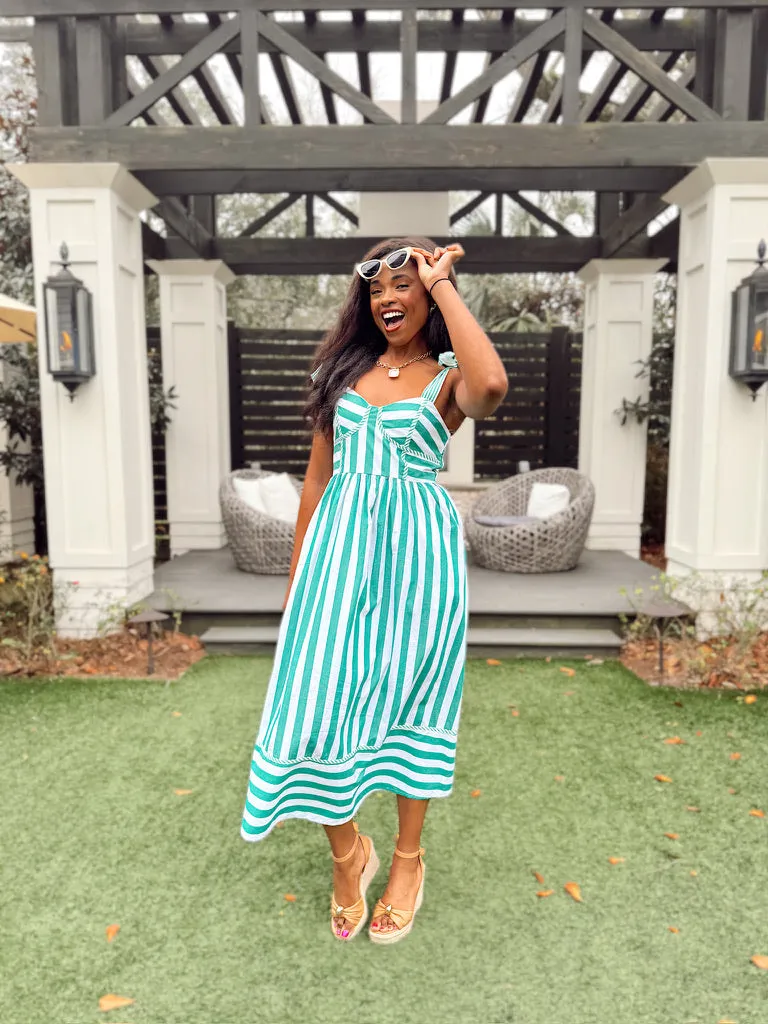Keep Me Close Stripe Midi Dress sold by Bella Rose boutique