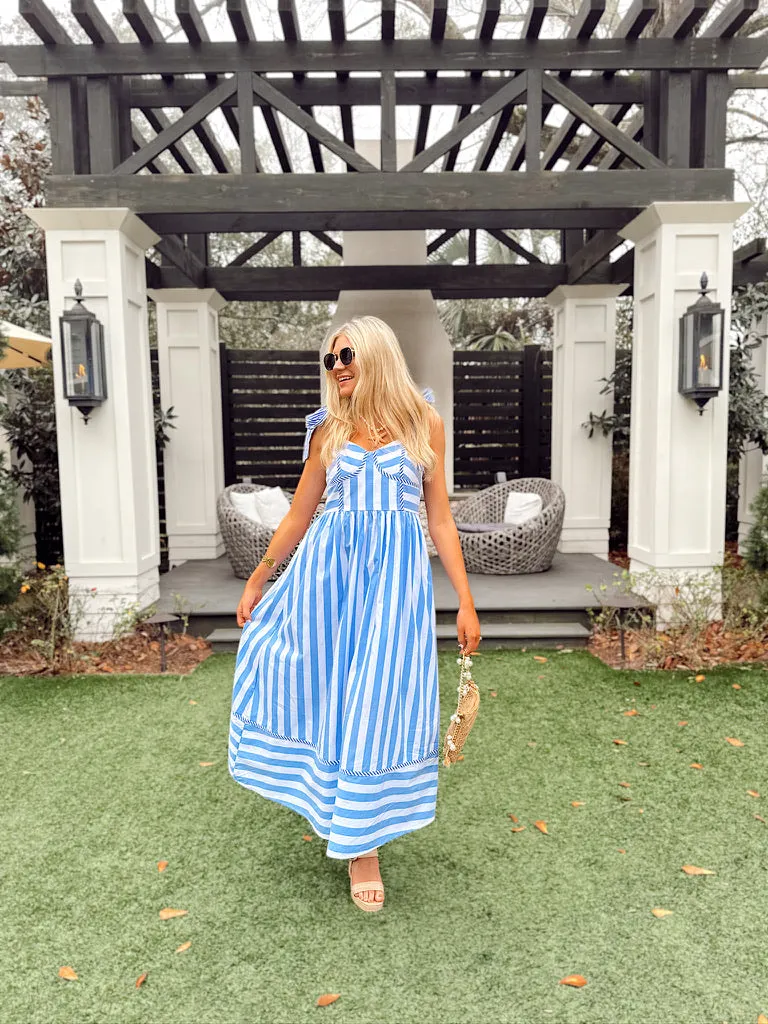 Keep Me Close Stripe Midi Dress sold by Bella Rose boutique