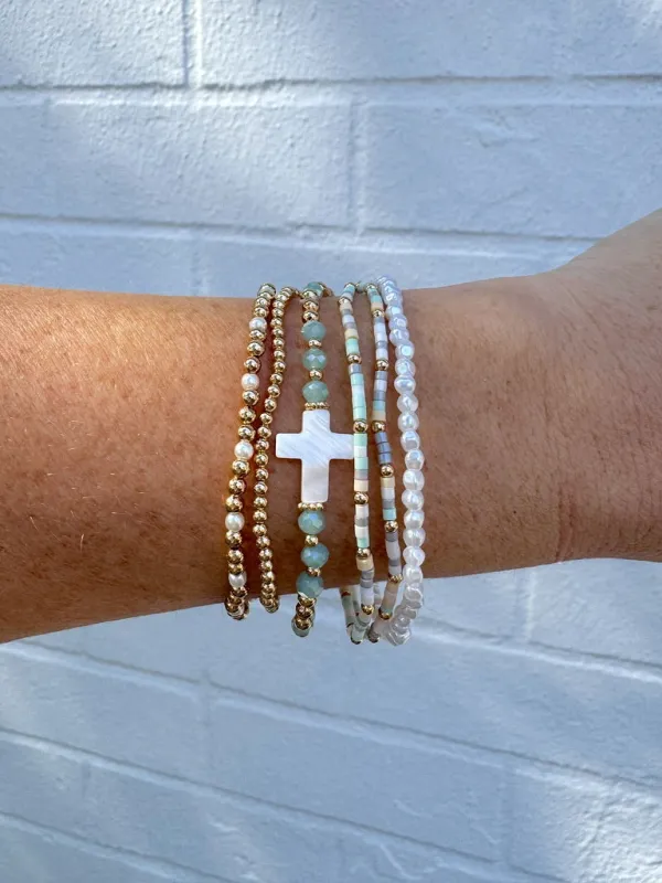 Cross Charm Mixed Mini Beaded Bracelet Set made by Fame