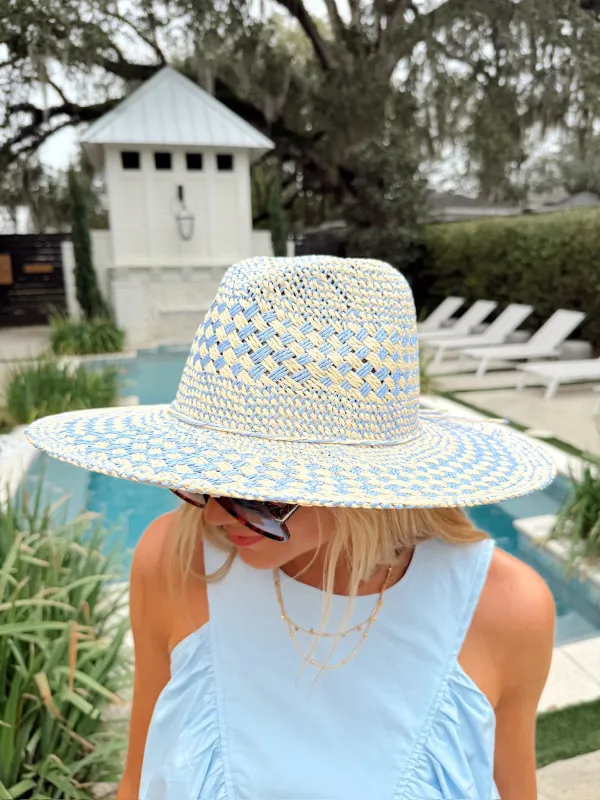 Blue Straw Sun Hat made by Fame