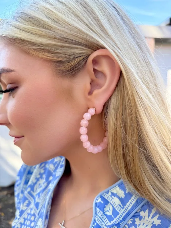 Marble Beaded Hoop Earrings made by Fame