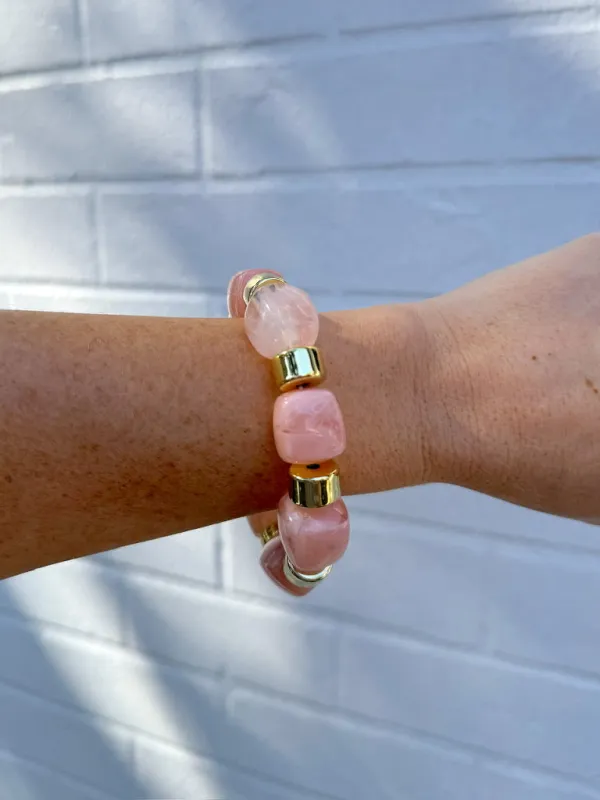 Chunky Marble Beaded Stretch Bracelet made by Fame