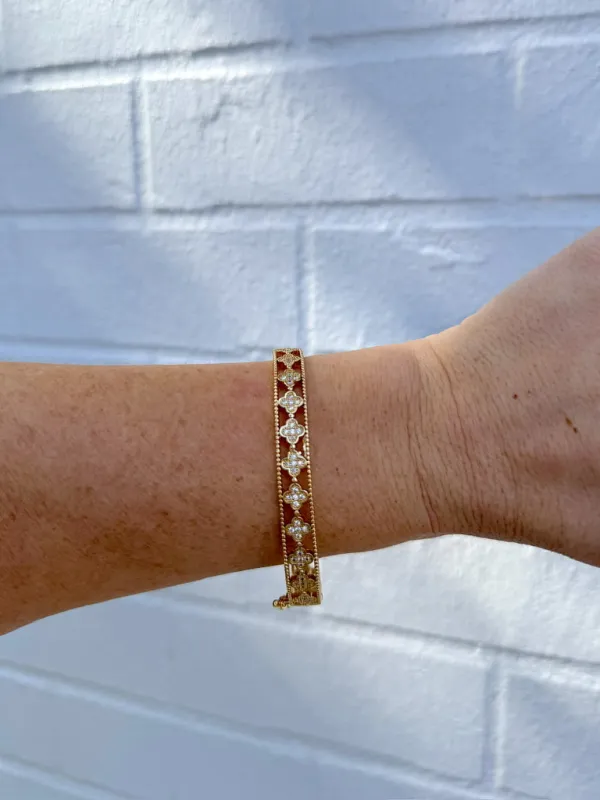 Embellished Clover Row Bangle made by Fame