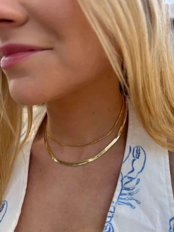 Layered Herringbone Chain Necklace made by Fame