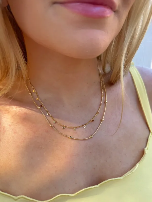 Dainty Disc Charms Layered Necklace made by Fame