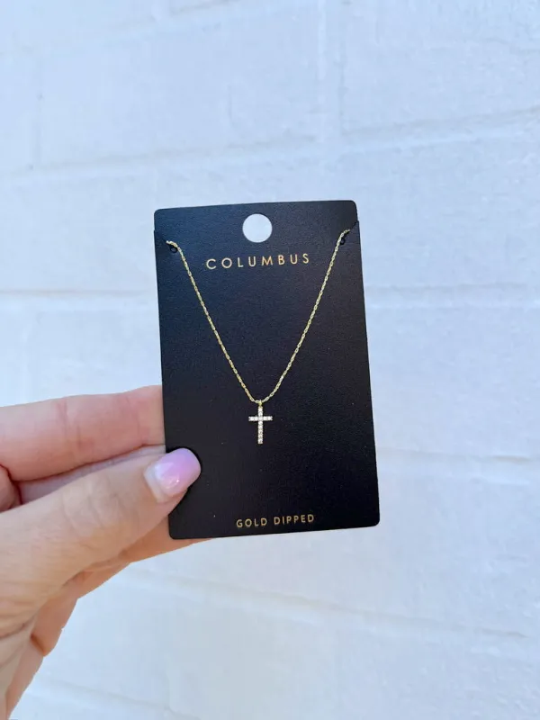 Rhinestone Cross Pendant Necklace made by Fame