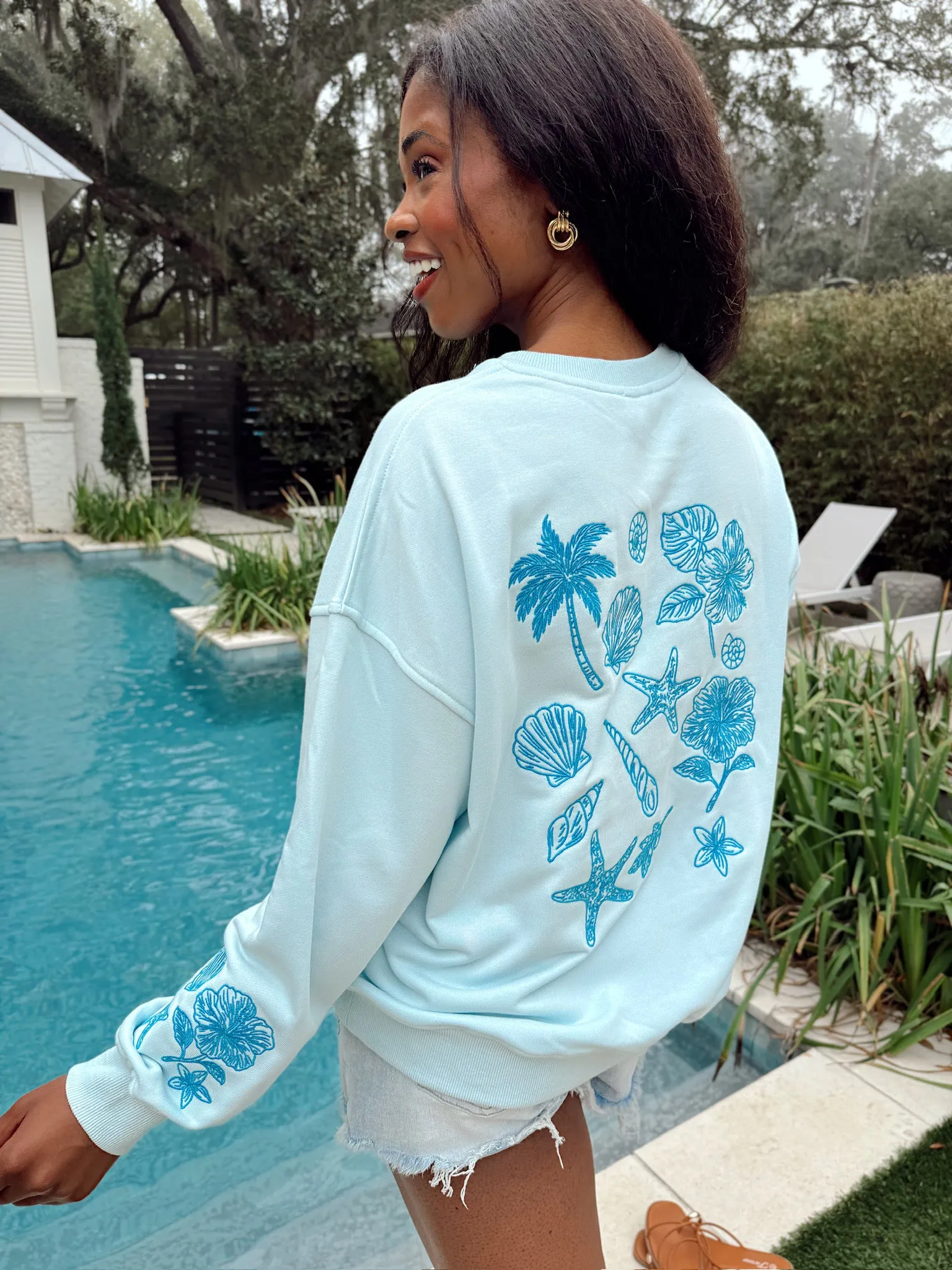 Coastal Embroidered Sweatshirt sold by Bella Rose boutique product image thumbnail 3