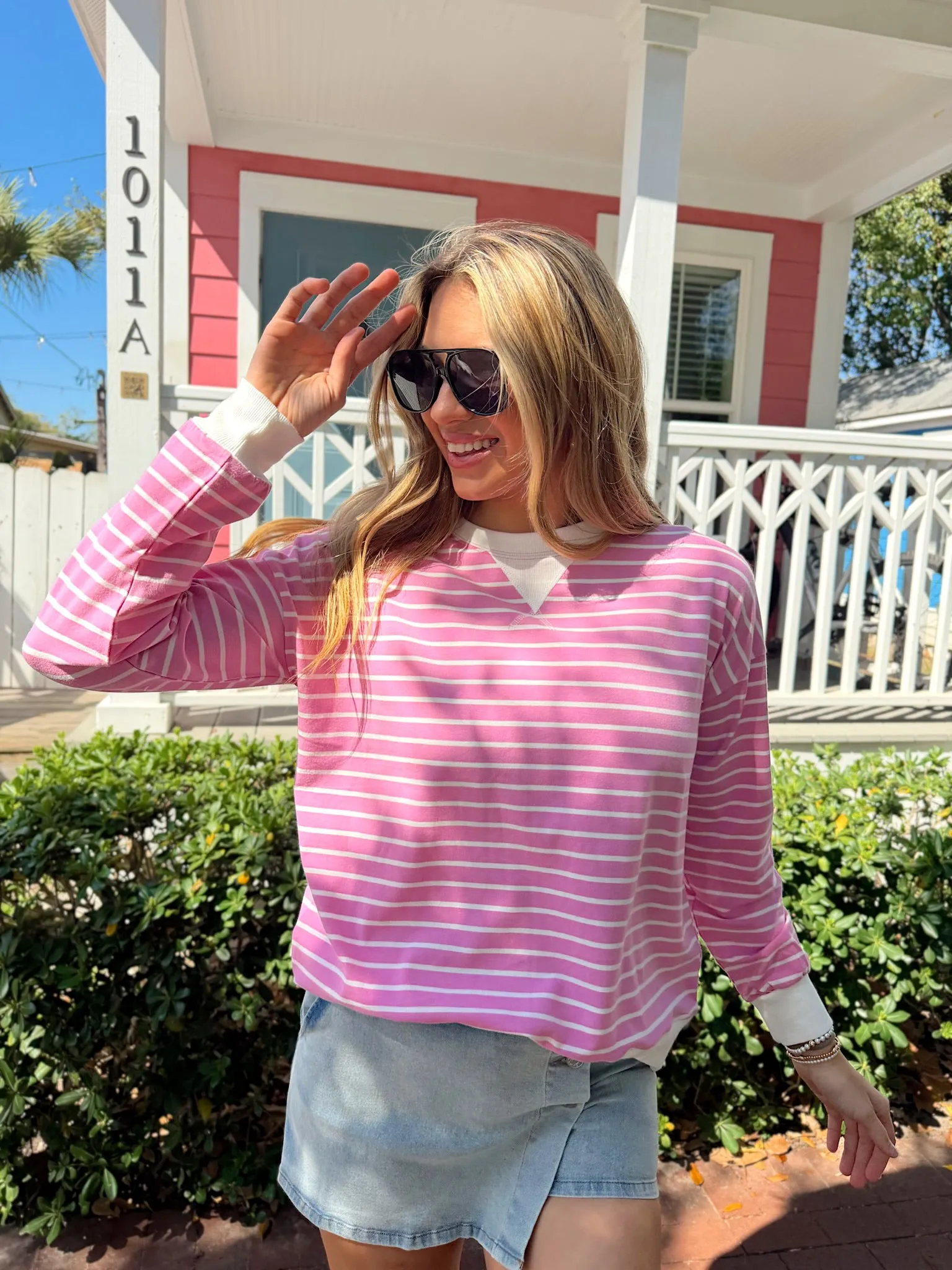 Sunday Stripe Long Sleeve Top sold by Bella Rose boutique product image thumbnail 3