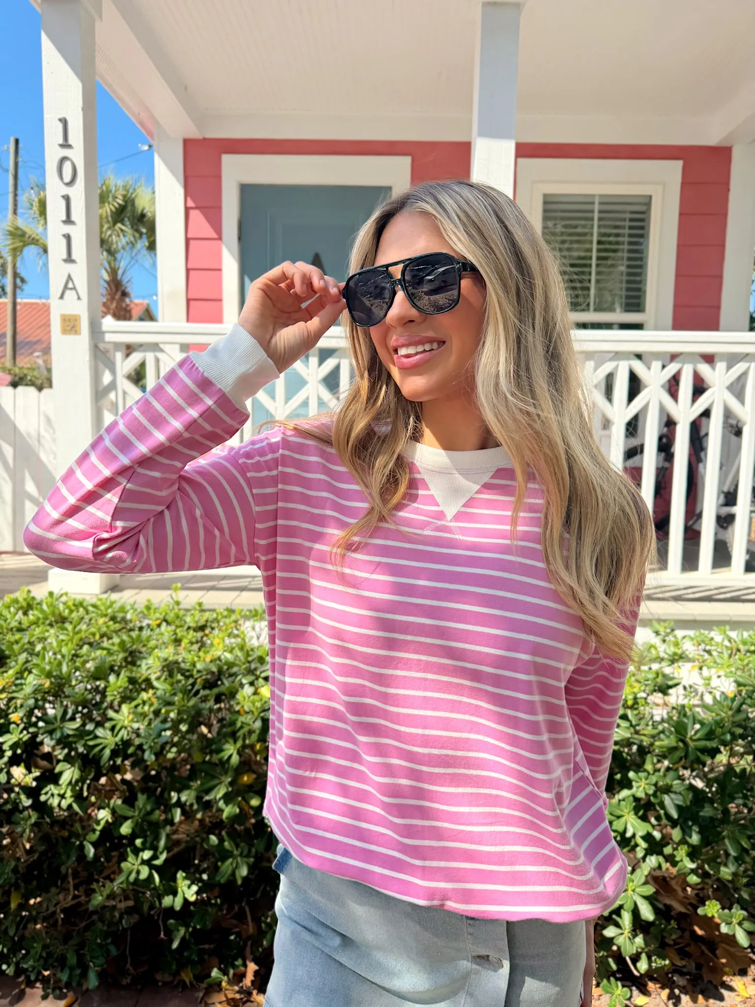 Sunday Stripe Long Sleeve Top sold by Bella Rose boutique