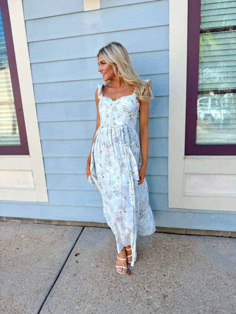 Elegantly In Route Floral Midi Dress sold by Bella Rose boutique