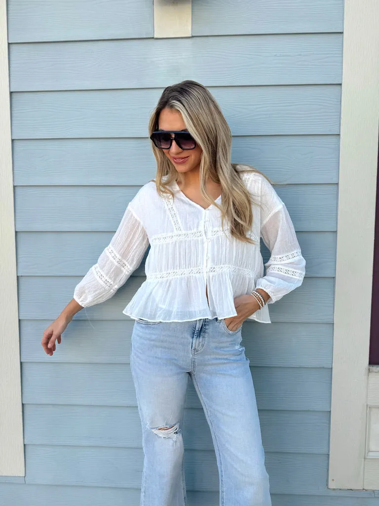 Easy Attitude Ruffled Blouse sold by Bella Rose boutique