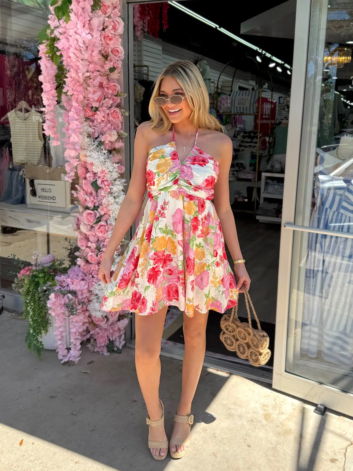 Main Character Floral Mini Dress sold by Bella Rose boutique