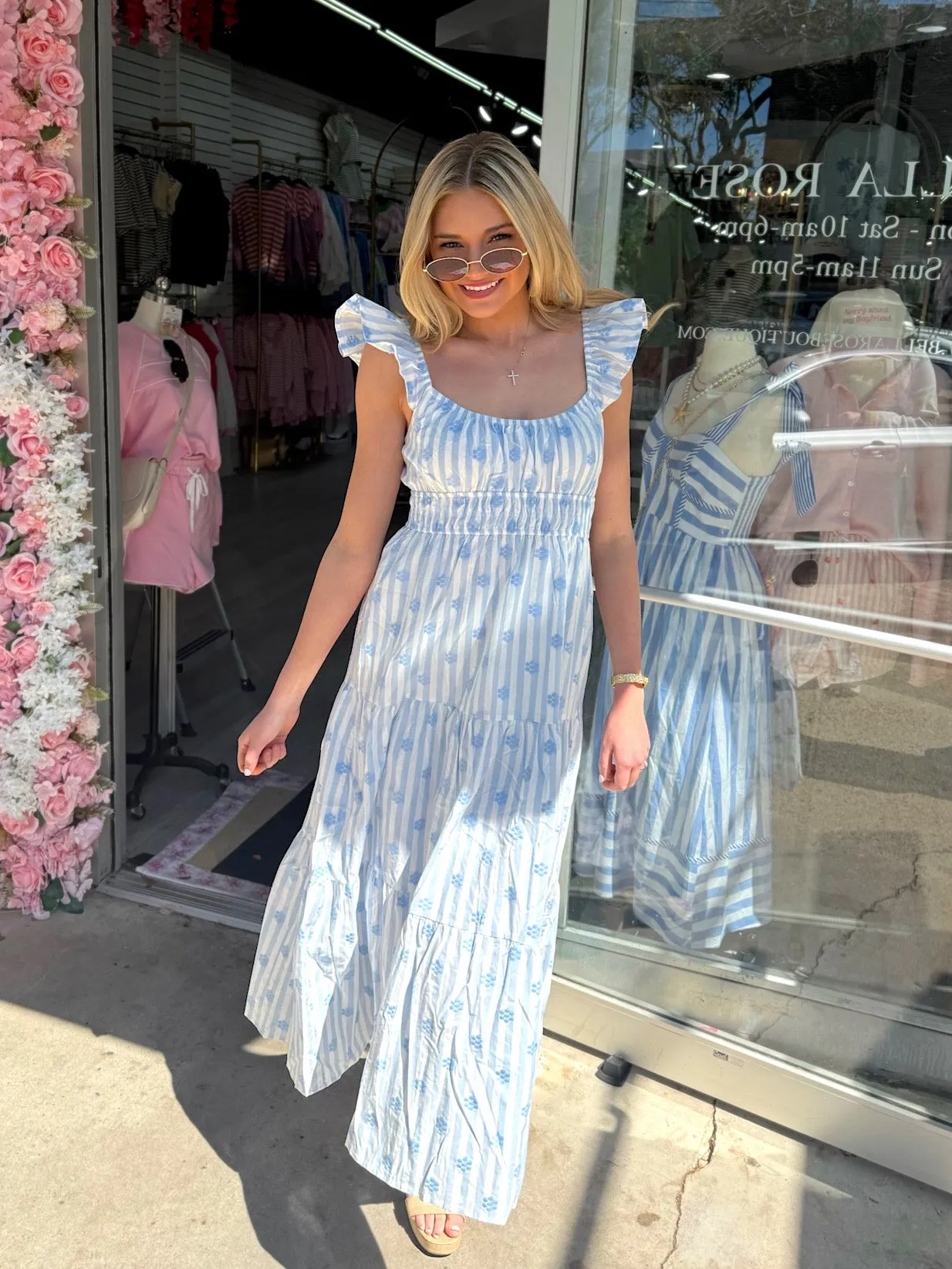 Sweet Like Spring Stripe Midi Dress sold by Bella Rose boutique