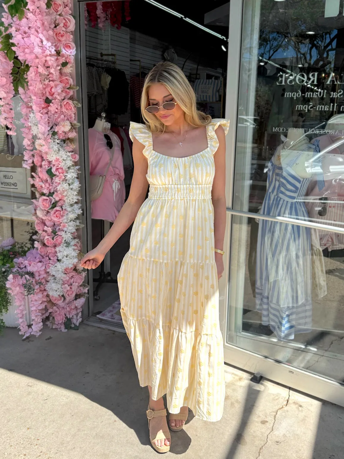 Sweet Like Spring Stripe Midi Dress sold by Bella Rose boutique
