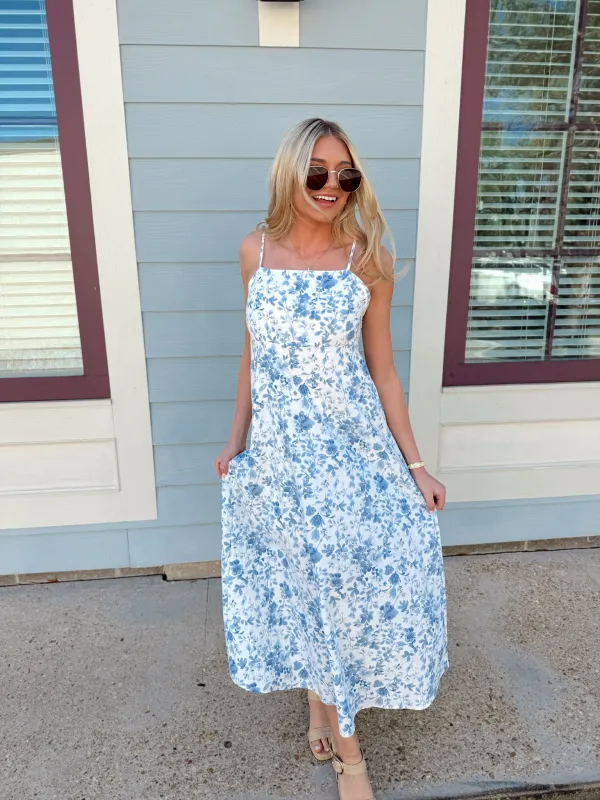 Whispers Of Elegance Floral Midi Dress made by Blu Pepper