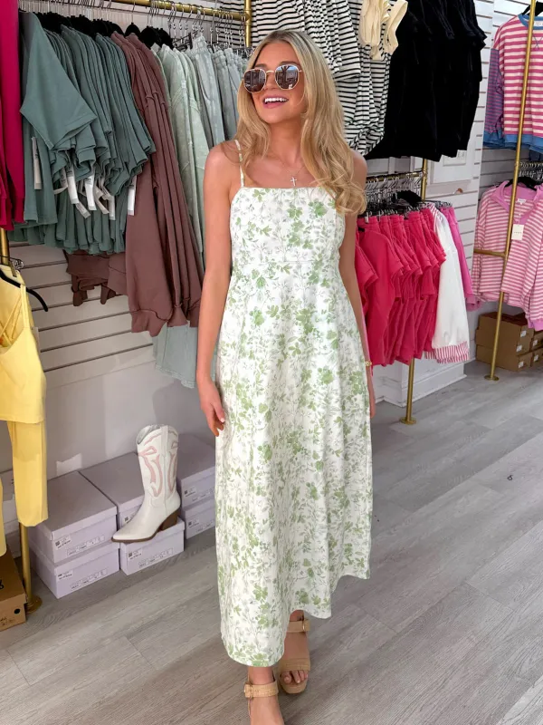 Whispers Of Elegance Floral Midi Dress made by Blu Pepper