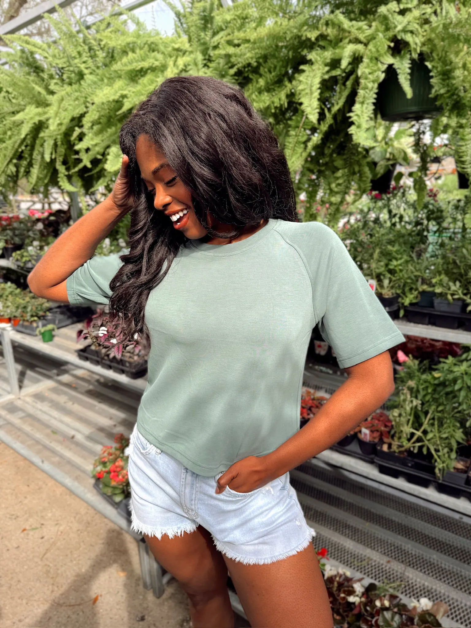 RESTOCK: Harleigh High-rise Denim Shorts sold by Bella Rose boutique product image thumbnail 2