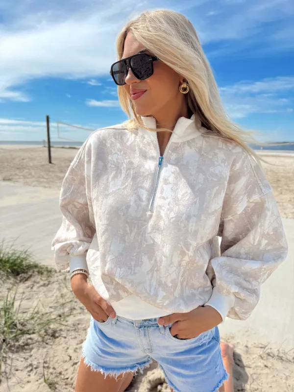 Kailee Quarter Zip Camo Pullover made by Papermoon
