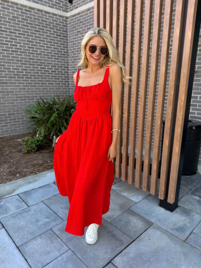 Rosy Recall Midi Dress sold by Bella Rose boutique