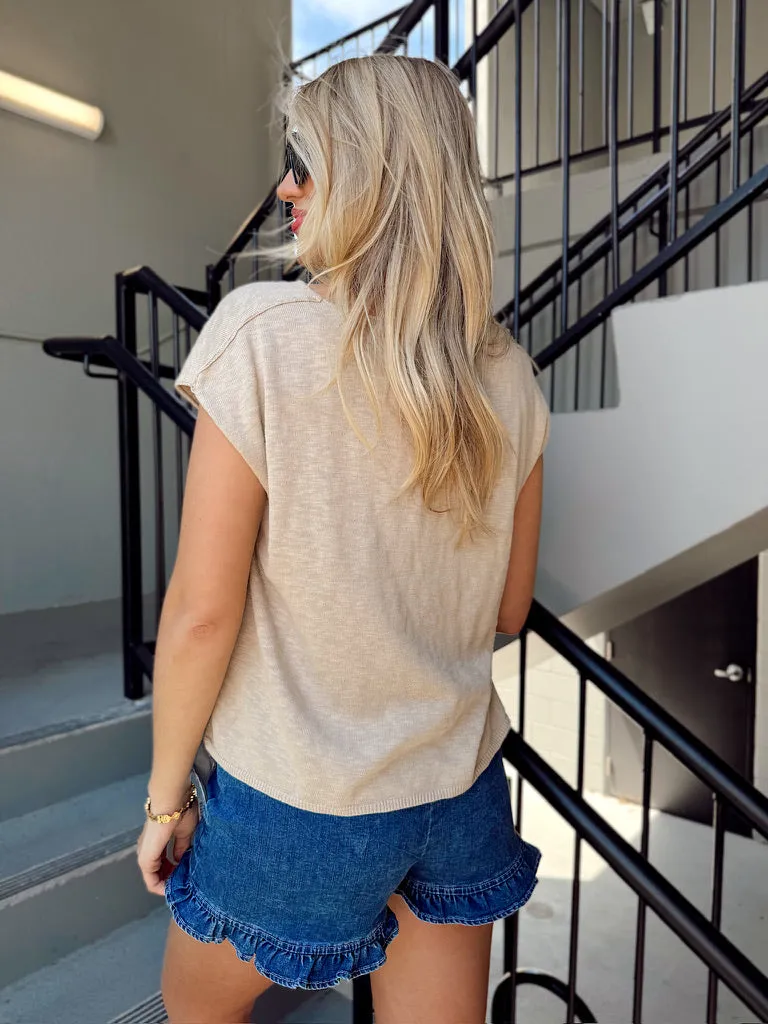 Monica Ruffled Hem Denim Shorts sold by Bella Rose boutique product image thumbnail 4