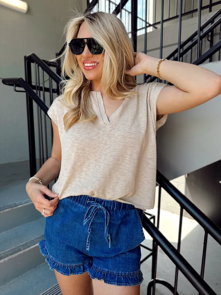 Monica Ruffled Hem Denim Shorts sold by Bella Rose boutique product image thumbnail 2