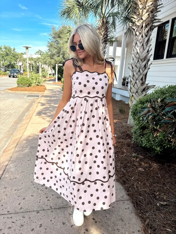 Sweet Serenade Polka Dot Midi Dress made by entro