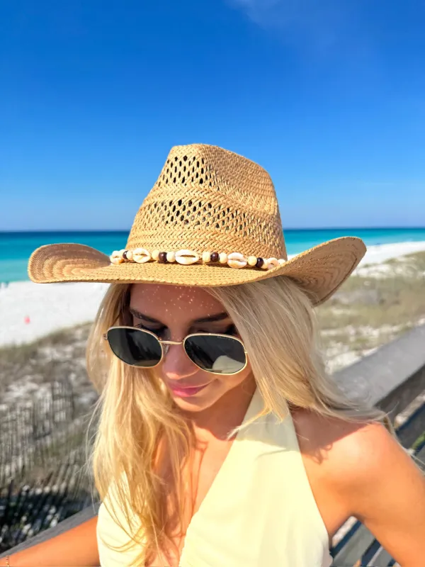 Straw Shell Cowboy Hat made by Fame