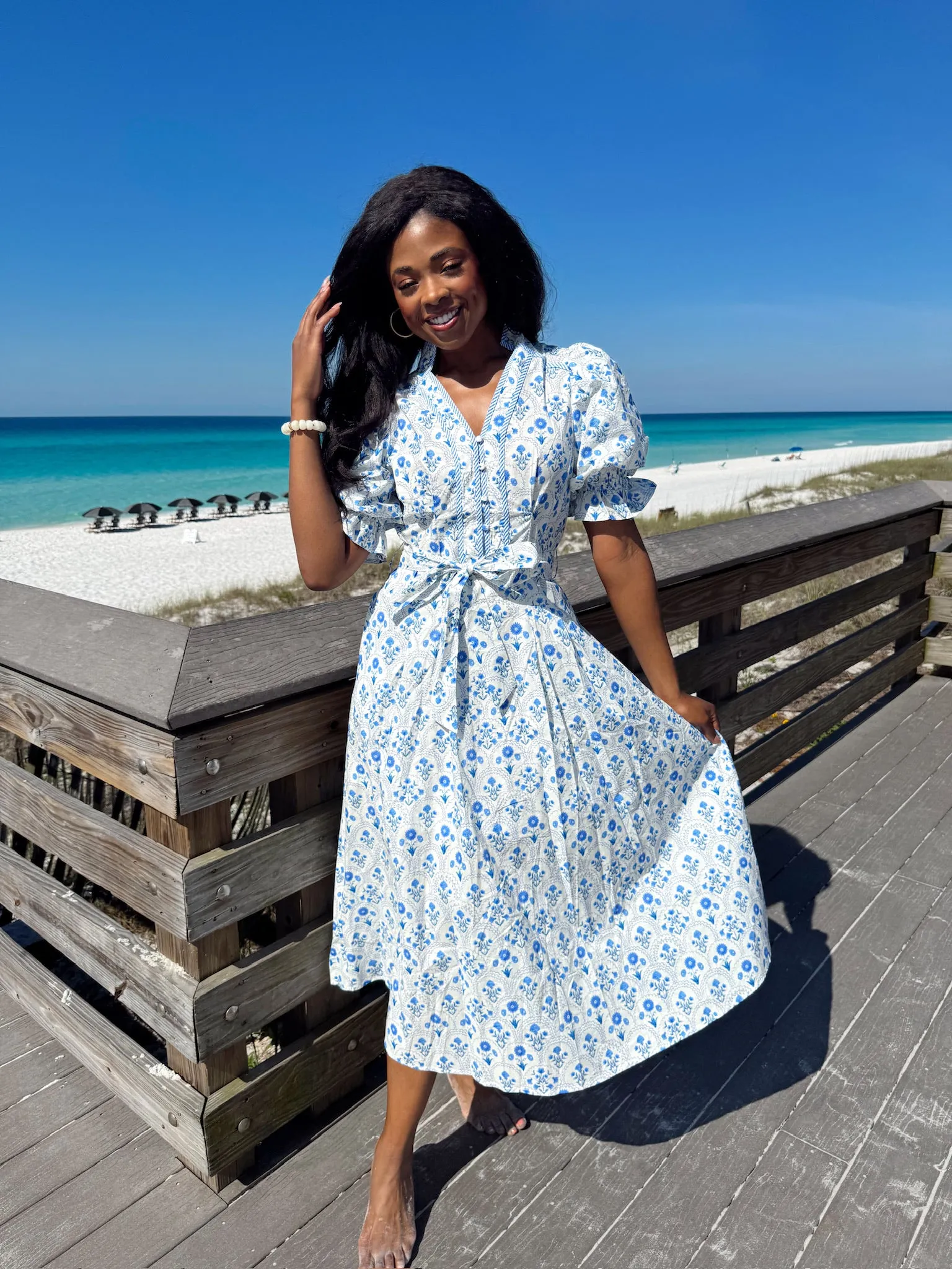 Hint Of Romance Floral Midi Dress sold by Bella Rose boutique product image thumbnail 3