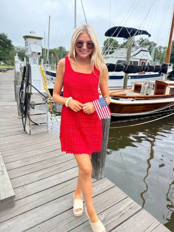 Full Transparency Crochet Mini Dress made by entro