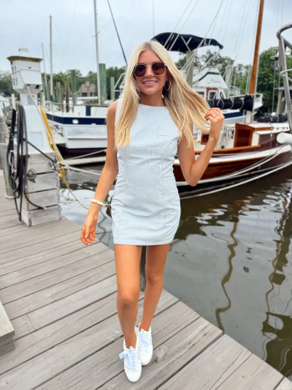 Poised Choice Stripe Mini Dress made by Bailey Rose