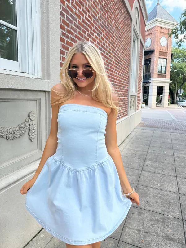 Hold It Together Denim Dress made by Sunday Edition