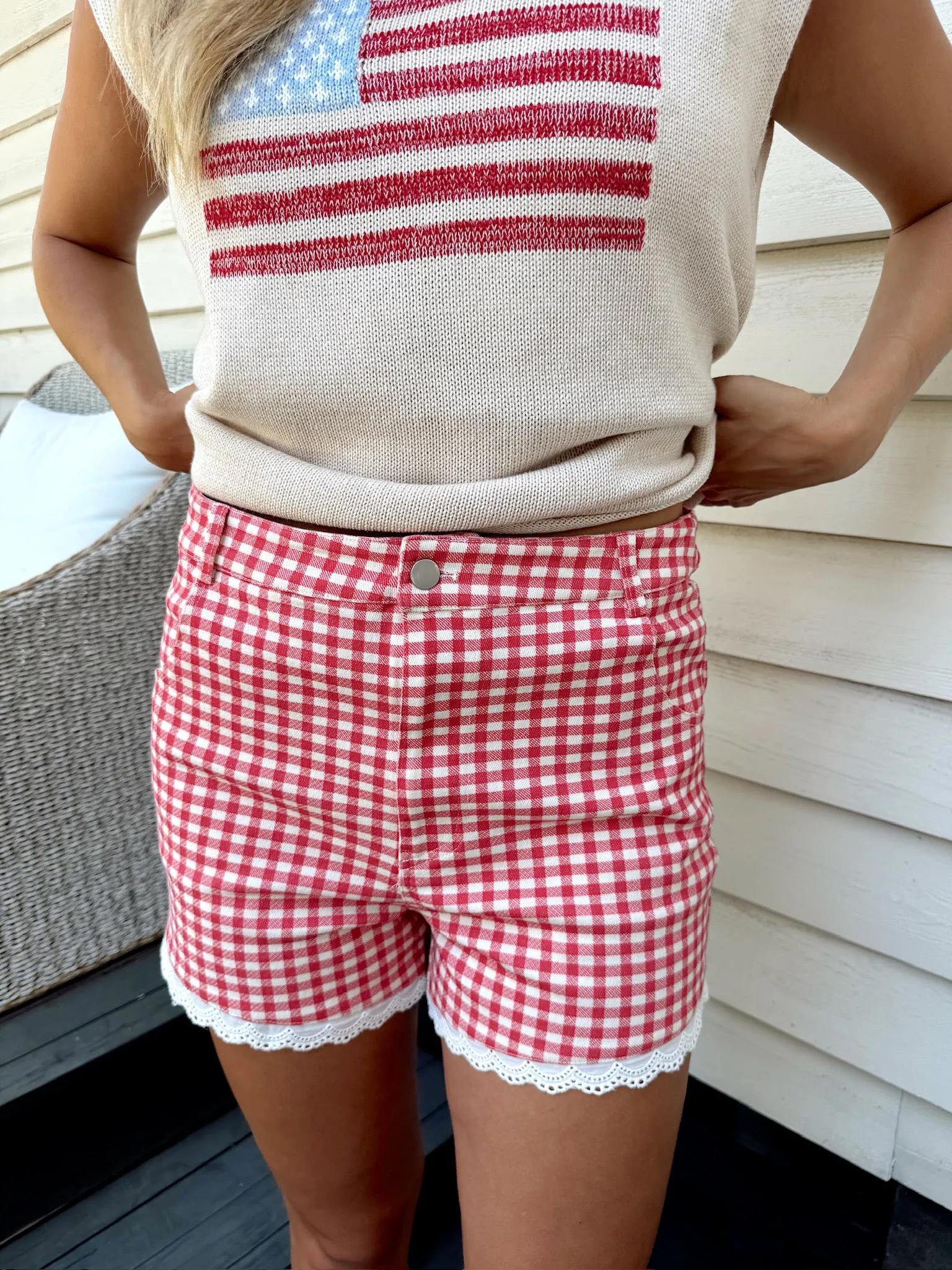 Paint The Town Gingham Shorts sold by Bella Rose boutique product image thumbnail 4