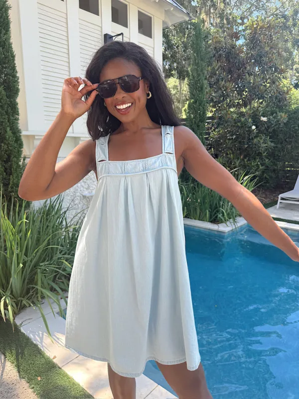 Live Freely Denim Mini Dress made by Sunday Edition