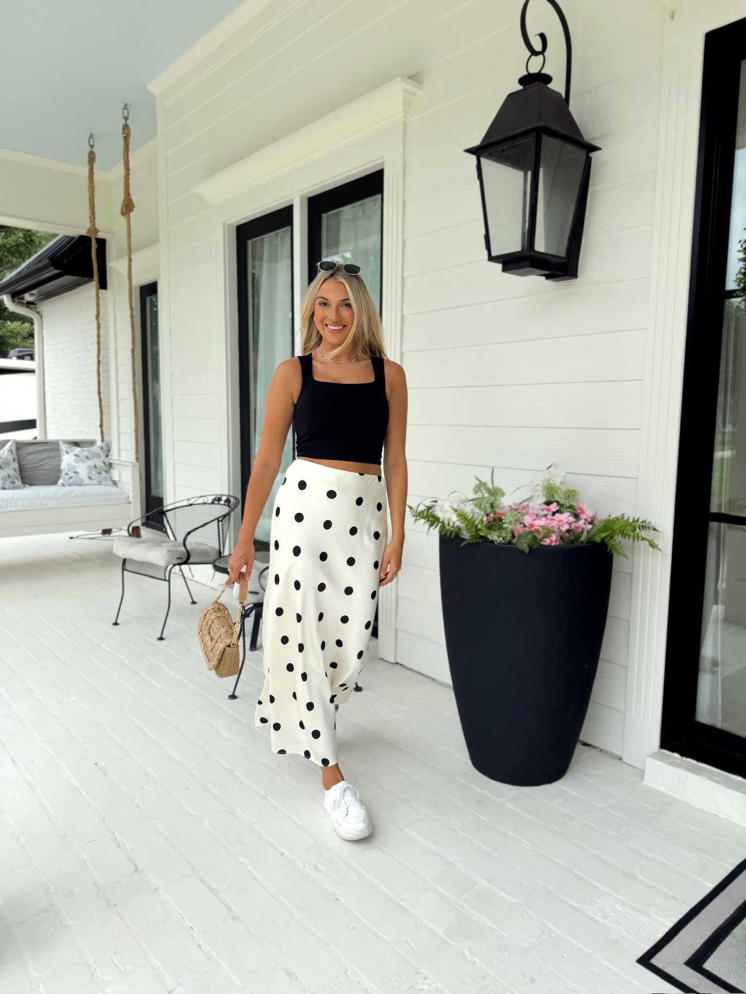 RESTOCK: Kayden Polka Dot Satin Midi Skirt sold by Bella Rose boutique product image thumbnail 5