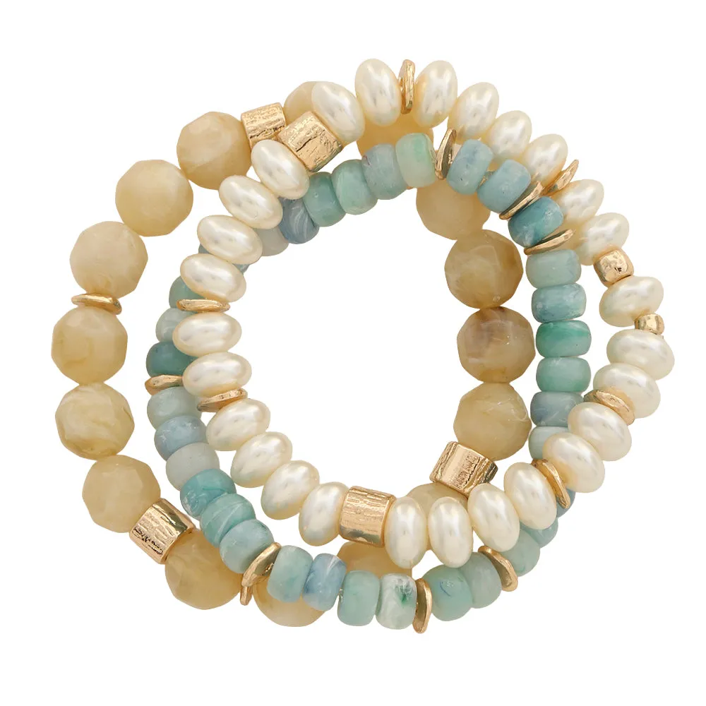Mixed Stone And Pearl Stretch Bracelets sold by Bella Rose boutique product image thumbnail 5