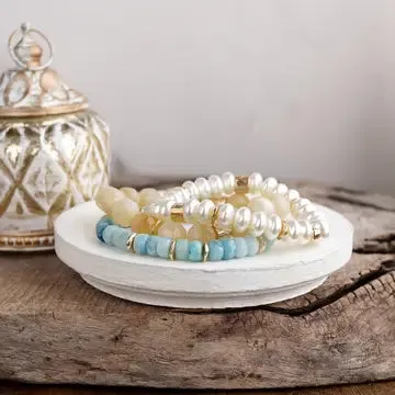 Mixed Stone And Pearl Stretch Bracelets sold by Bella Rose boutique product image thumbnail 4