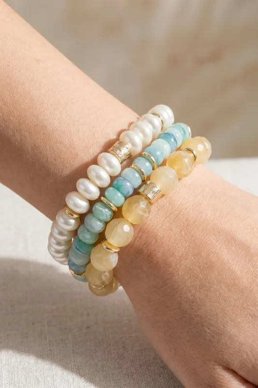 Mixed Stone And Pearl Stretch Bracelets made by Fame Accessories