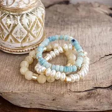 Mixed Stone And Pearl Stretch Bracelets sold by Bella Rose boutique product image thumbnail 2