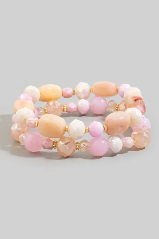 Mixed Bead Stretch Bracelet Set made by Fame Accessories