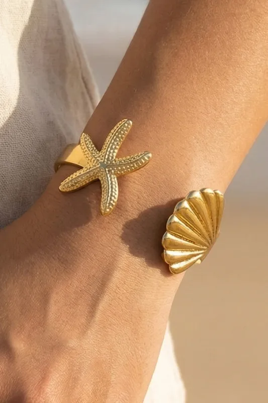 Starfish & Seashell Cuff Bracelet made by Fame Accessories