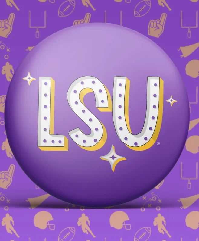 Retro LSU Letter Gameday Button made by Bella Rose boutique