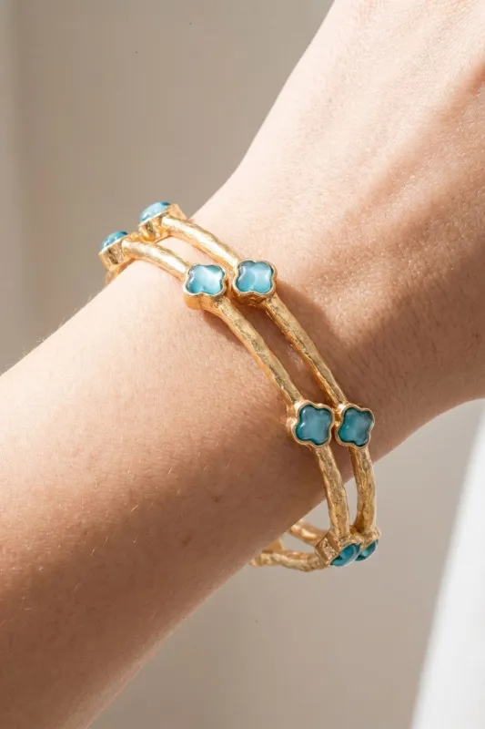 Clover Hammered Bangle Set made by Fame Accessories