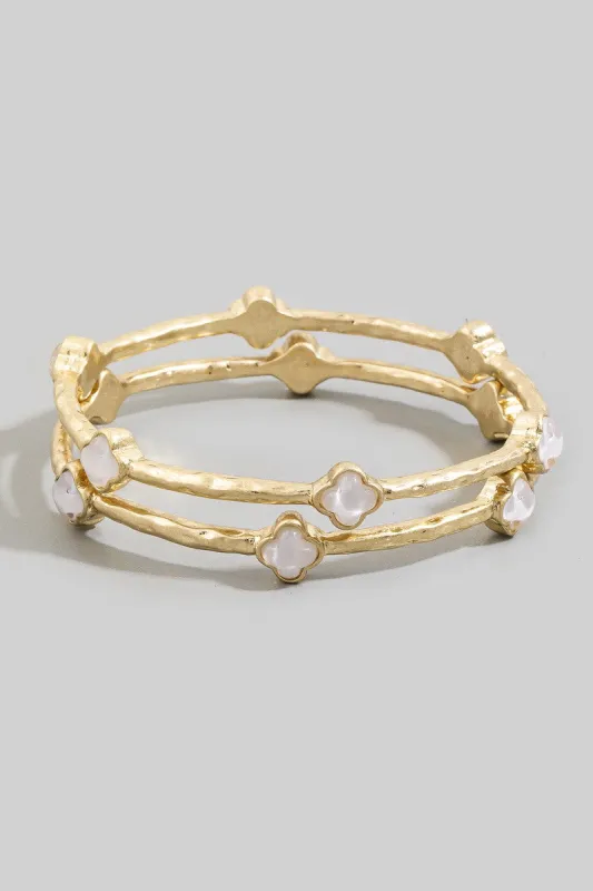 Clover Hammered Bangle Set made by Fame Accessories