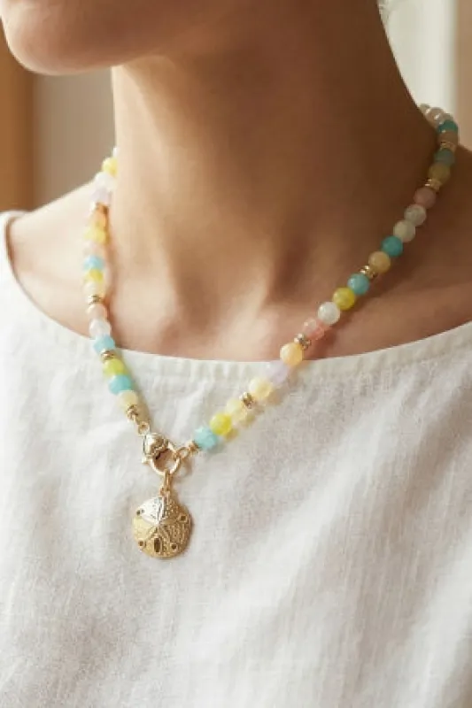 Sand Dollar Charm Beaded Necklace made by Fame Accessories